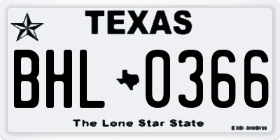 TX license plate BHL0366