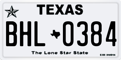 TX license plate BHL0384