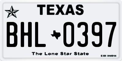 TX license plate BHL0397