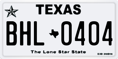 TX license plate BHL0404