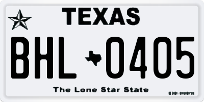 TX license plate BHL0405