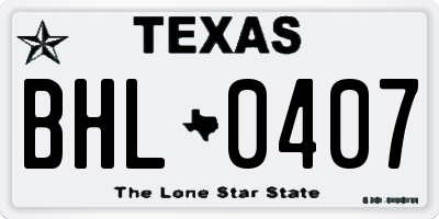 TX license plate BHL0407
