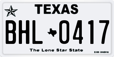 TX license plate BHL0417