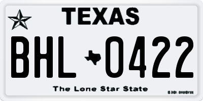 TX license plate BHL0422