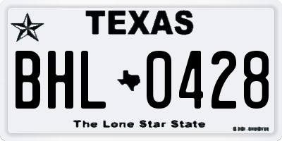 TX license plate BHL0428