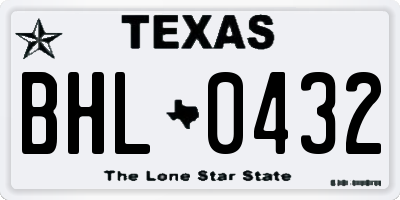 TX license plate BHL0432