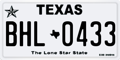 TX license plate BHL0433