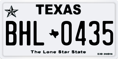 TX license plate BHL0435