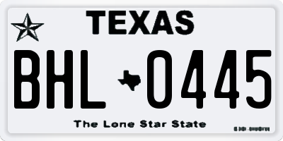 TX license plate BHL0445