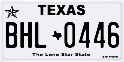 TX license plate BHL0446
