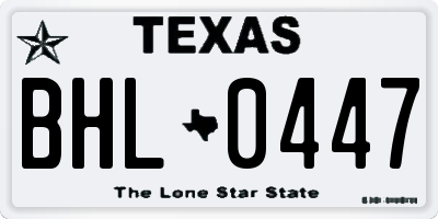TX license plate BHL0447