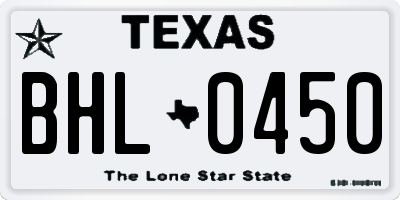 TX license plate BHL0450