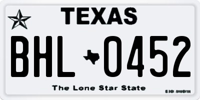TX license plate BHL0452