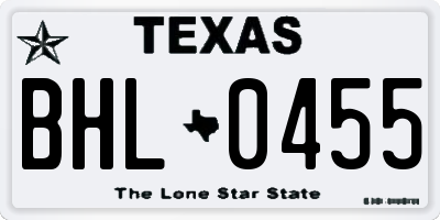 TX license plate BHL0455