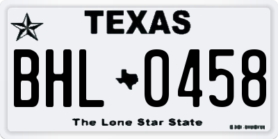 TX license plate BHL0458