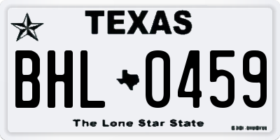 TX license plate BHL0459