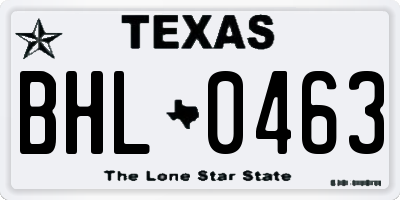 TX license plate BHL0463