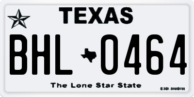 TX license plate BHL0464