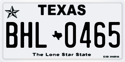 TX license plate BHL0465