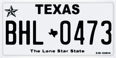 TX license plate BHL0473