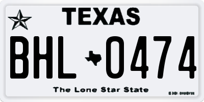 TX license plate BHL0474