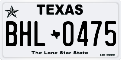 TX license plate BHL0475