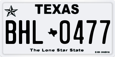 TX license plate BHL0477