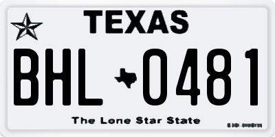 TX license plate BHL0481