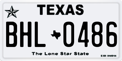 TX license plate BHL0486