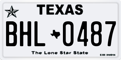 TX license plate BHL0487