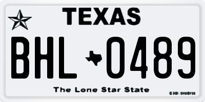TX license plate BHL0489