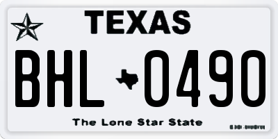 TX license plate BHL0490