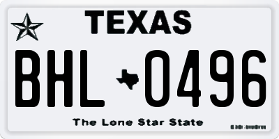 TX license plate BHL0496