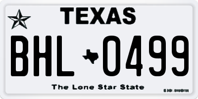 TX license plate BHL0499
