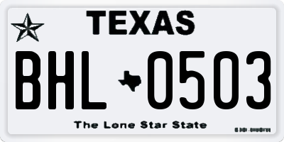 TX license plate BHL0503