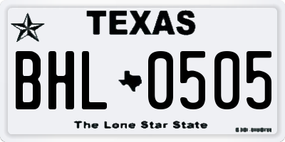 TX license plate BHL0505