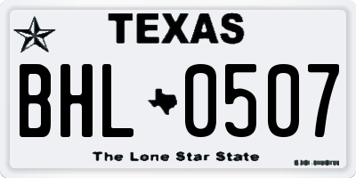 TX license plate BHL0507