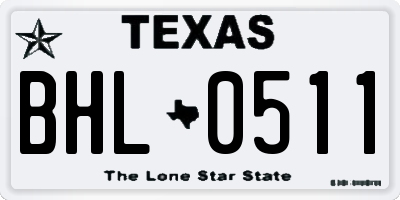 TX license plate BHL0511
