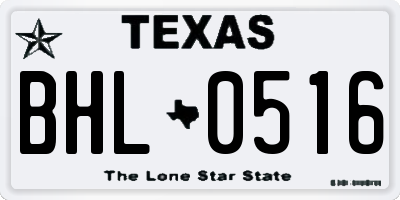 TX license plate BHL0516