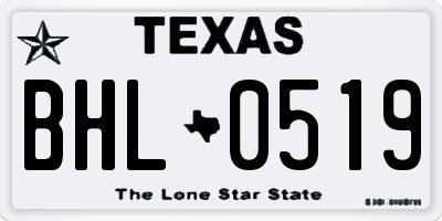 TX license plate BHL0519