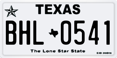 TX license plate BHL0541