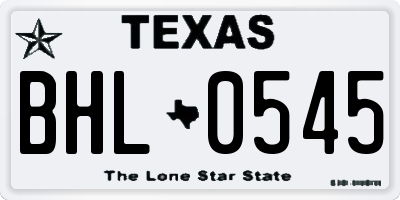 TX license plate BHL0545