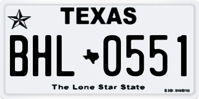 TX license plate BHL0551