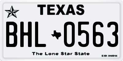 TX license plate BHL0563