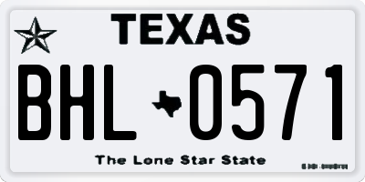 TX license plate BHL0571