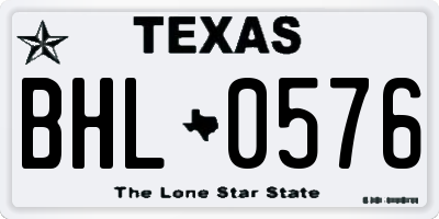 TX license plate BHL0576
