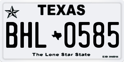 TX license plate BHL0585