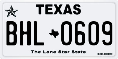 TX license plate BHL0609