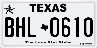 TX license plate BHL0610