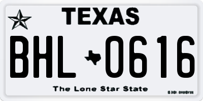TX license plate BHL0616